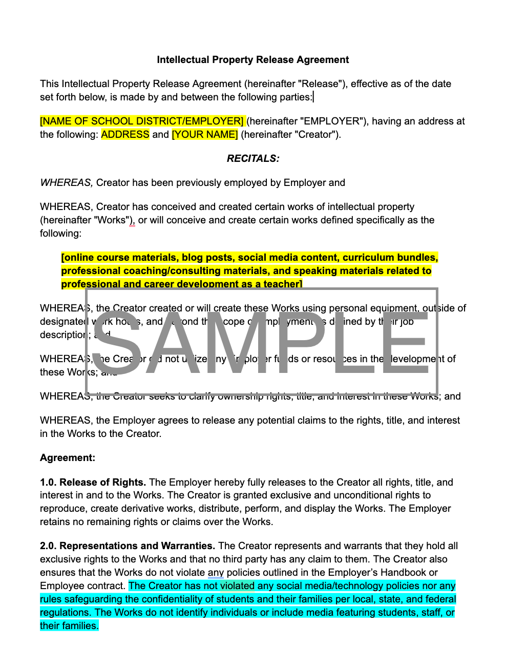 Intellectual Property Release Agreement