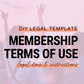 Membership Terms of Use/ TOU Template