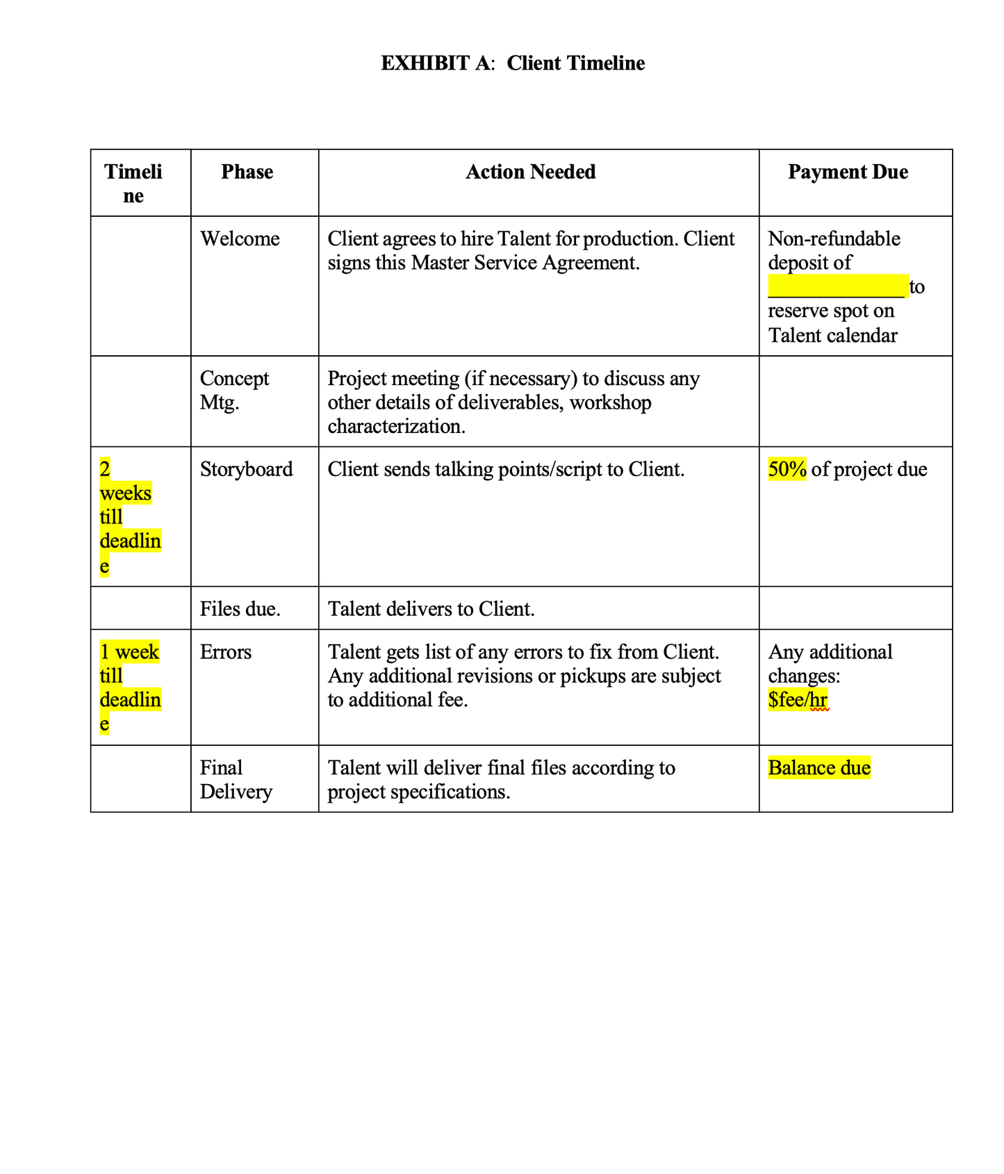 Voice-over Client Service Agreement