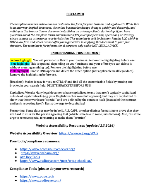 Website Accessibility Statement Template